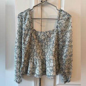 American Eagle Outfitters Blue Floral Blouse